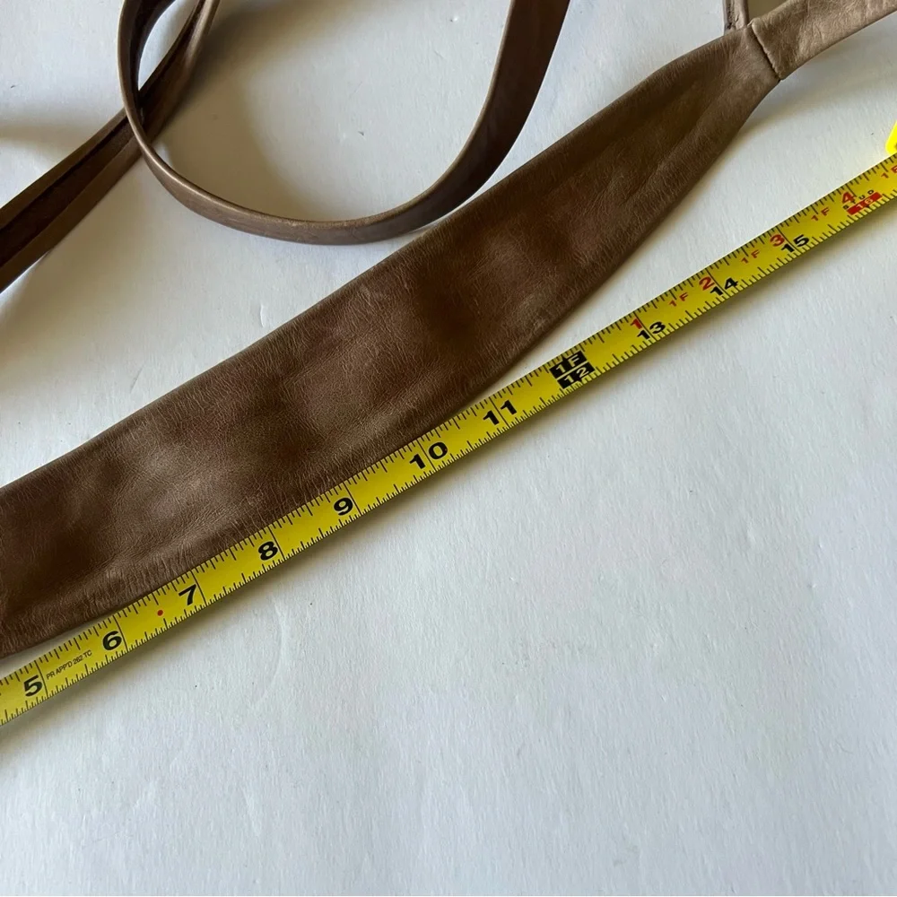 ADA LEATHER WRAP BELT OS BEIGE TAUPE NWT